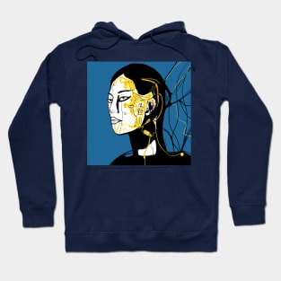 techno girl in ecopop gold wire future art Hoodie